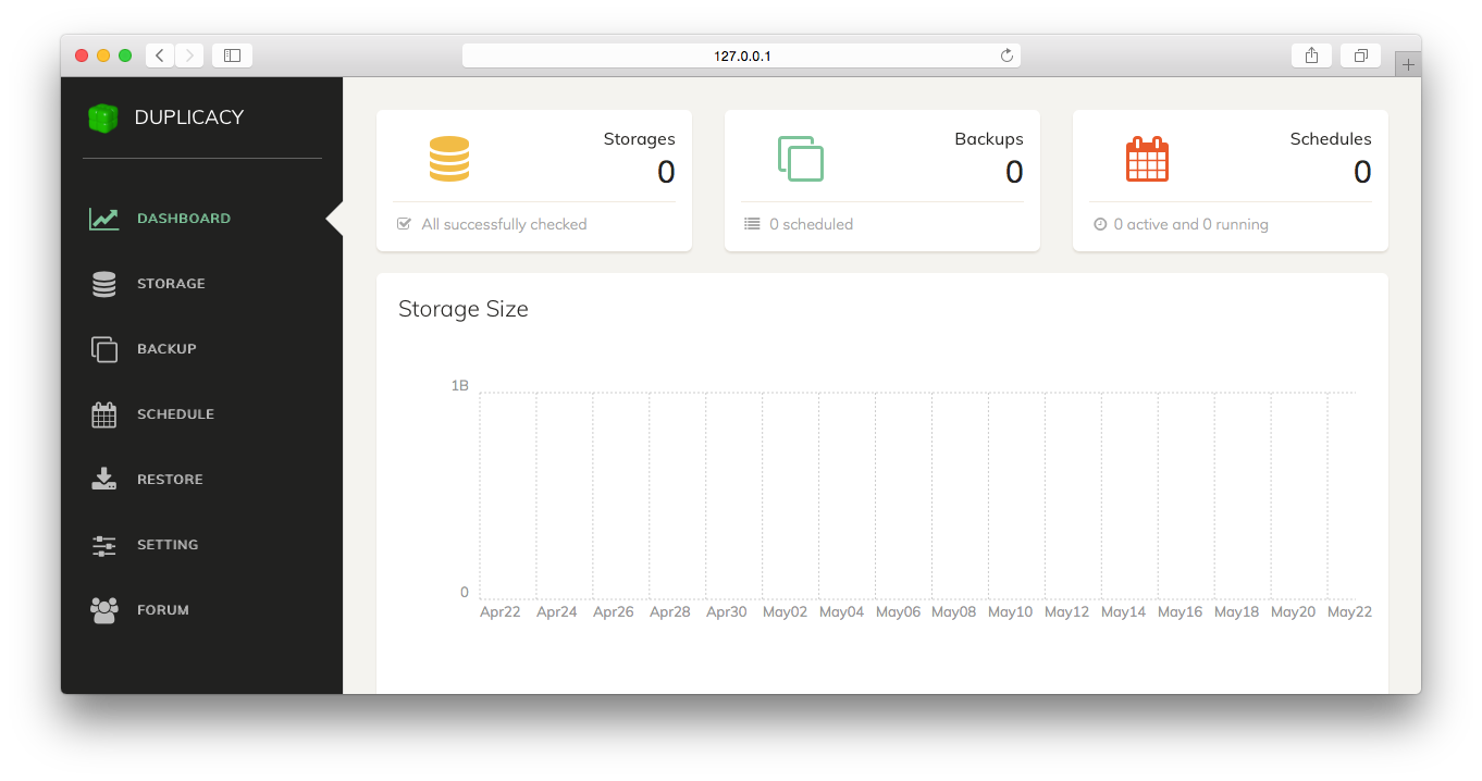 Duplicacy Web Edition Dashboard